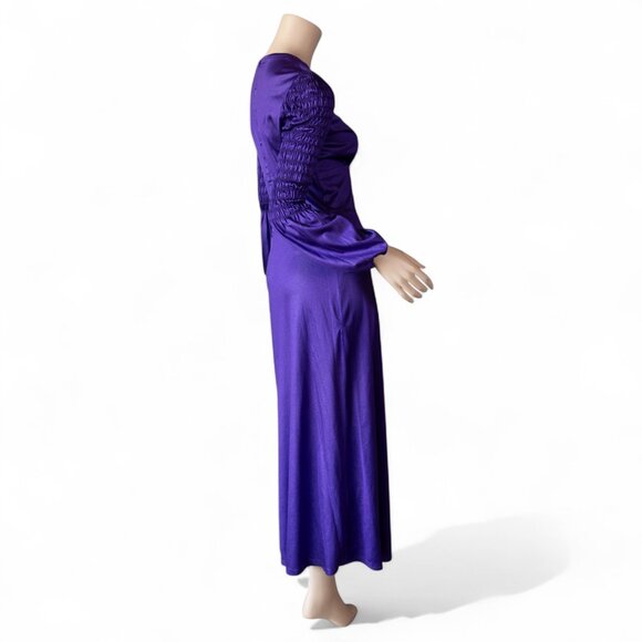 VINTAGE 70s FRANCES FORD PURPLE Maxi Dress * Made in England * Medium - Picture 15 of 17